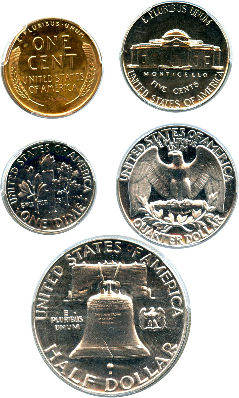 image for: 1954 1c-50c Proof Set PCGS Proof 64-67 (5 Coins)