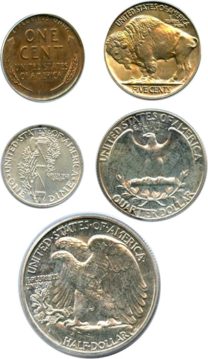 image for: 1936 Proof Set: PCGS/ANACS PR60-66 (5 Coins)