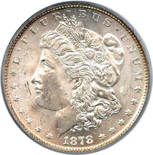 image for: Top 100 VAM: 1878 7TF $1 PCGS MS64 (Reverse of 1879, VAM-203, Short Leaf)