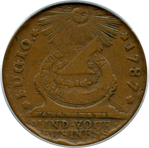 image for: 1787 Fugio PCGS VF25 BN (Cinquefoils, 8 Pointed Stars)