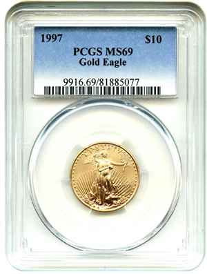 image for: 1997 Gold Eagle $10 PCGS MS69