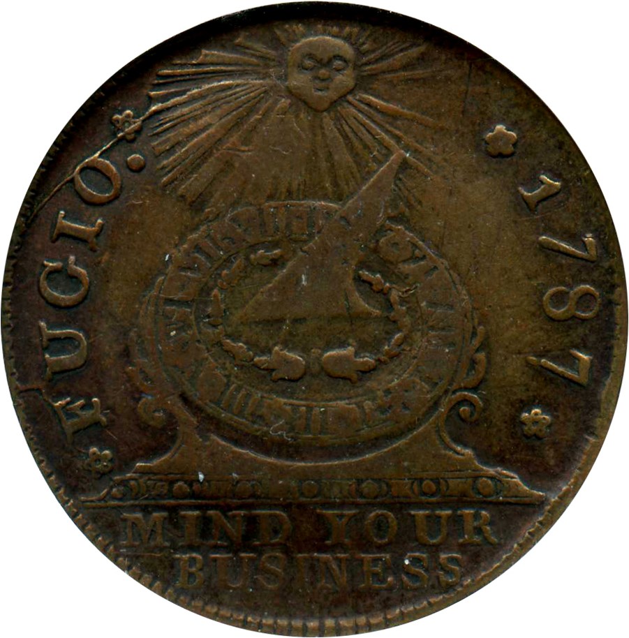image for: 1787 Fugio NGC AU53 BN (New Haven Restrike, Copper)