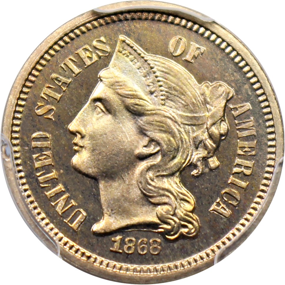 image for: 1868 3cN PCGS/CAC Proof 66+ CAM