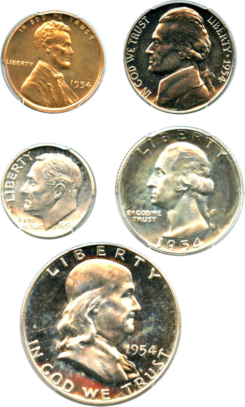 image for: 1954 Proof Set: PCGS PR65-67 (5 Coins)