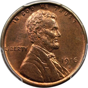 image for: 1916-S 1c PCGS/CAC MS65 RB