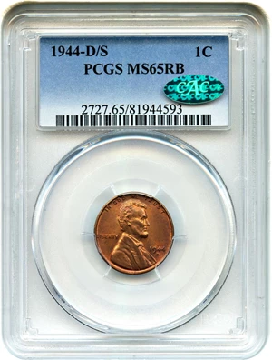 image for: 1944-D/S 1c PCGS/CAC MS65 RB