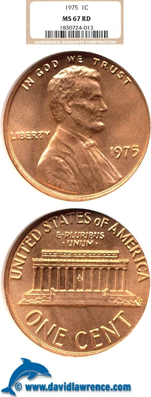 image for: 1975 1c NGC MS67 RD