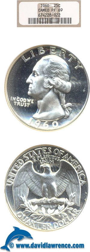 image for: 1960 25c NGC Proof 69 Cameo