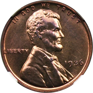 image for: 1936 1c NGC Proof 66 RB (Type 1, Satin Finish)