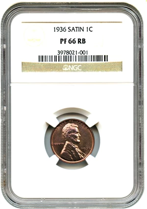 image for: 1936 1c NGC Proof 66 RB (Type 1, Satin Finish)