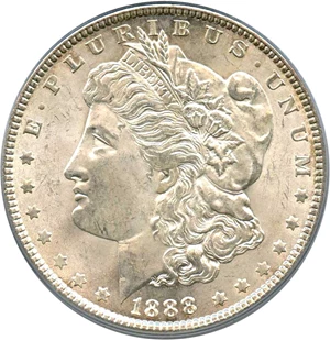 image for: Hot 50 VAM: 1888 $1 PCGS MS64 (VAM-7, Doubled Reverse)