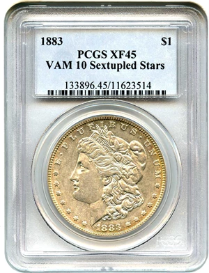 image for: 1883 $1 PCGS XF45 (VAM-10, Sextupled Stars)