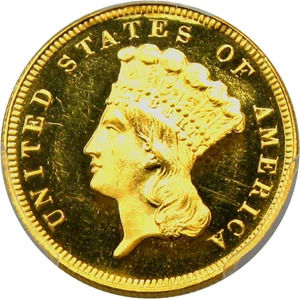 image for: 1887 $3 PCGS/CAC Proof 64+ DCAM