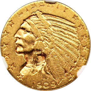 image for: 1909-S $5 NGC AU53