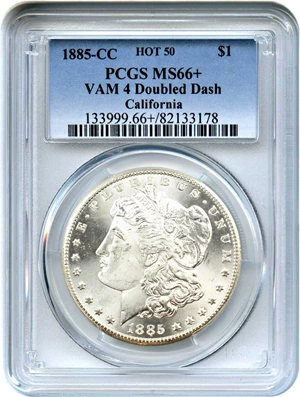 image for: Hot 50 VAM: 1885-CC $1 PCGS MS66+ (VAM-4, Doubled Dash)