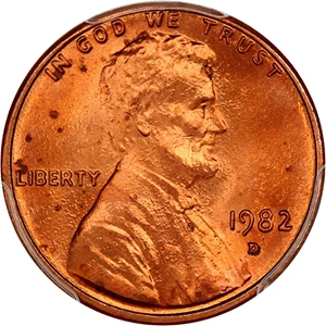 image for: 1982-D 1c PCGS MS66 RD (Zinc, Large Date)
