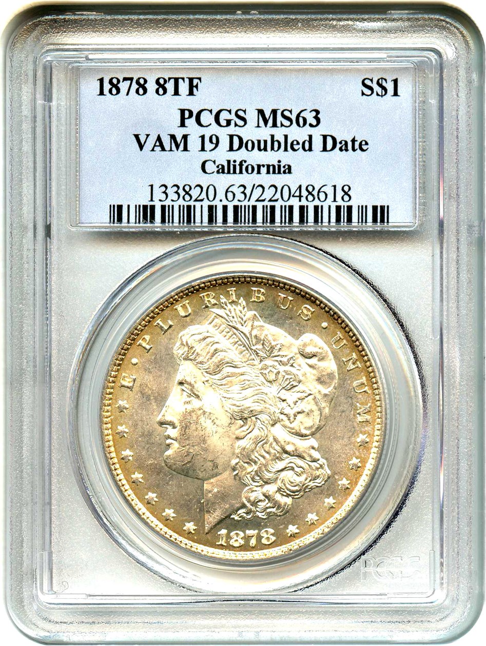 image for: 1878 8TF $1 PCGS MS63 (VAM-19, Doubled Date)