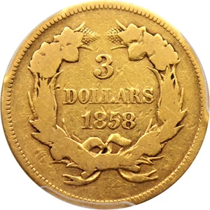 image for: 1858 $3 PCGS VG-10