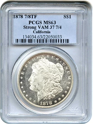 image for: 1878 7/8TF $1 PCGS MS63 (Strong, VAM-37, 7/4)