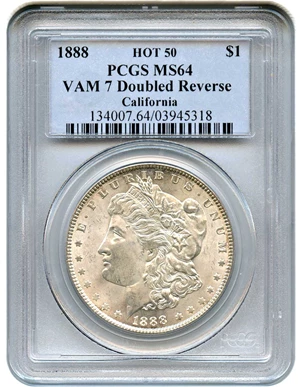 image for: Hot 50 VAM: 1888 $1 PCGS MS64 (VAM-7, Doubled Reverse)