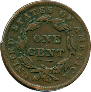 image for: 1838 1c PCGS VF Details (Rim Damage)