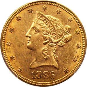 image for: 1886 $10 PCGS AU58