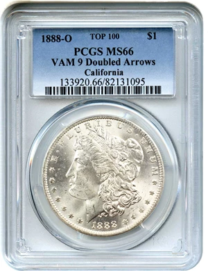 image for: Top 100 VAM: 1888-O $1 PCGS MS66 (VAM-9, Doubled Arrows)