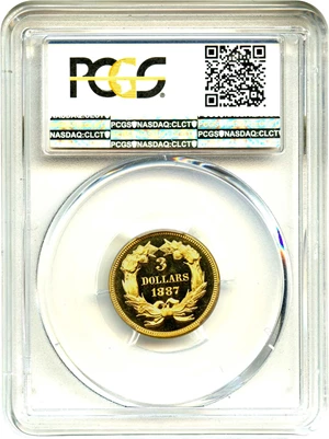 image for: 1887 $3 PCGS/CAC Proof 64+ DCAM