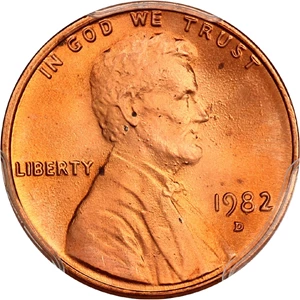 image for: 1982-D 1c PCGS MS66 RD (Zinc, Large Date)