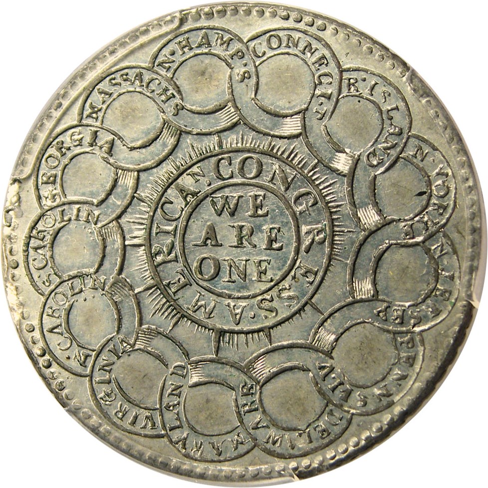 image for: 1776 Continental Dollar $1 PCGS/CAC MS63 (CURRENCY, Pewter)