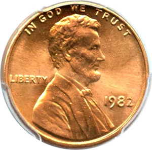 image for: 1982 1c PCGS MS67 RD (Zinc, Large Date)