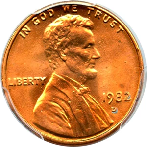 image for: 1982-D 1c PCGS MS66 RD (Zinc, Large Date)
