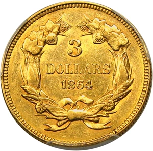 image for: 1864 $3 PCGS/CAC AU58