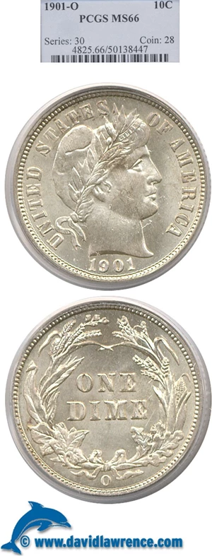 image for: 1901-O 10c PCGS MS66