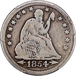 image for: 1854-O 25c PCGS F12 (Arrows, Huge O)