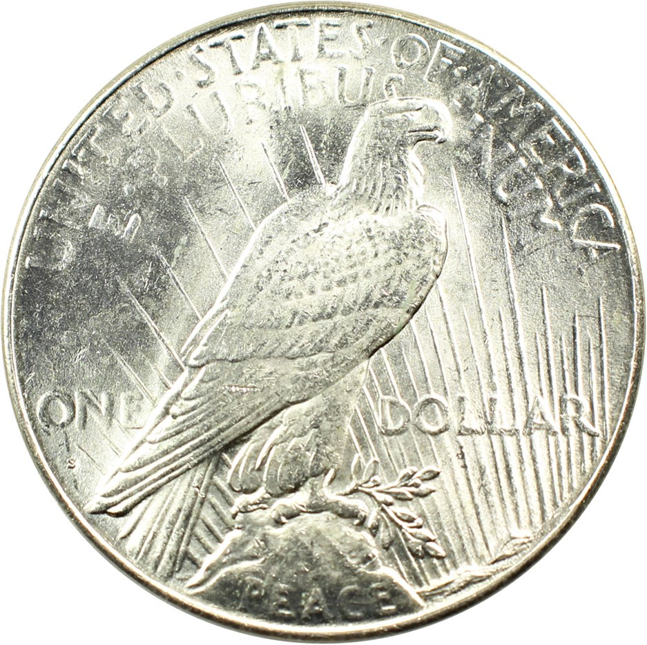 image for: Top 50 VAM: 1925-S $1 PCGS MS63 (VAM-3, Doubled Wing) 