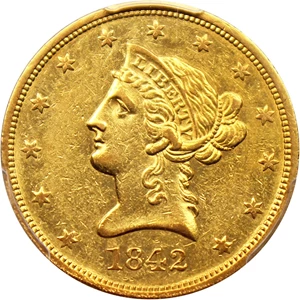image for: 1842 $10 PCGS AU53 (Large Date)