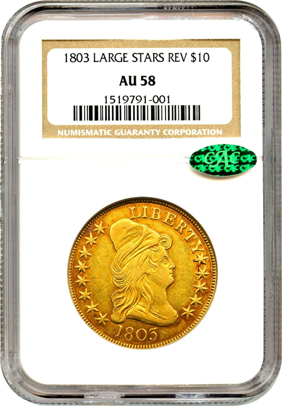 image for: 1803 $10 NGC/CAC AU58 (Large Stars Reverse)