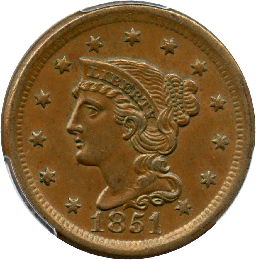 image for: 1851/81 1c PCGS MS62 BN