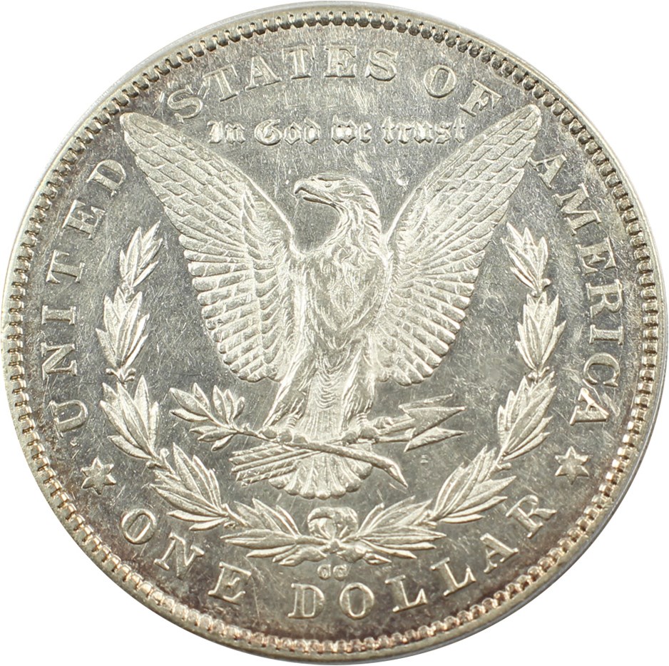 image for: Top 100 VAM: 1878-CC $1 PCGS AU50 (VAM-18, Doubled Leaves)  