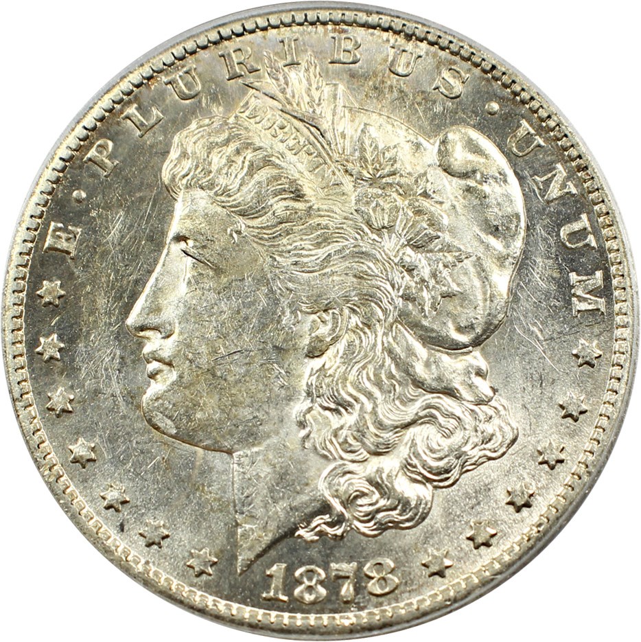 image for: Top 100 VAM: 1878-CC $1 PCGS AU55 (VAM-24, Doubled Leaves)  