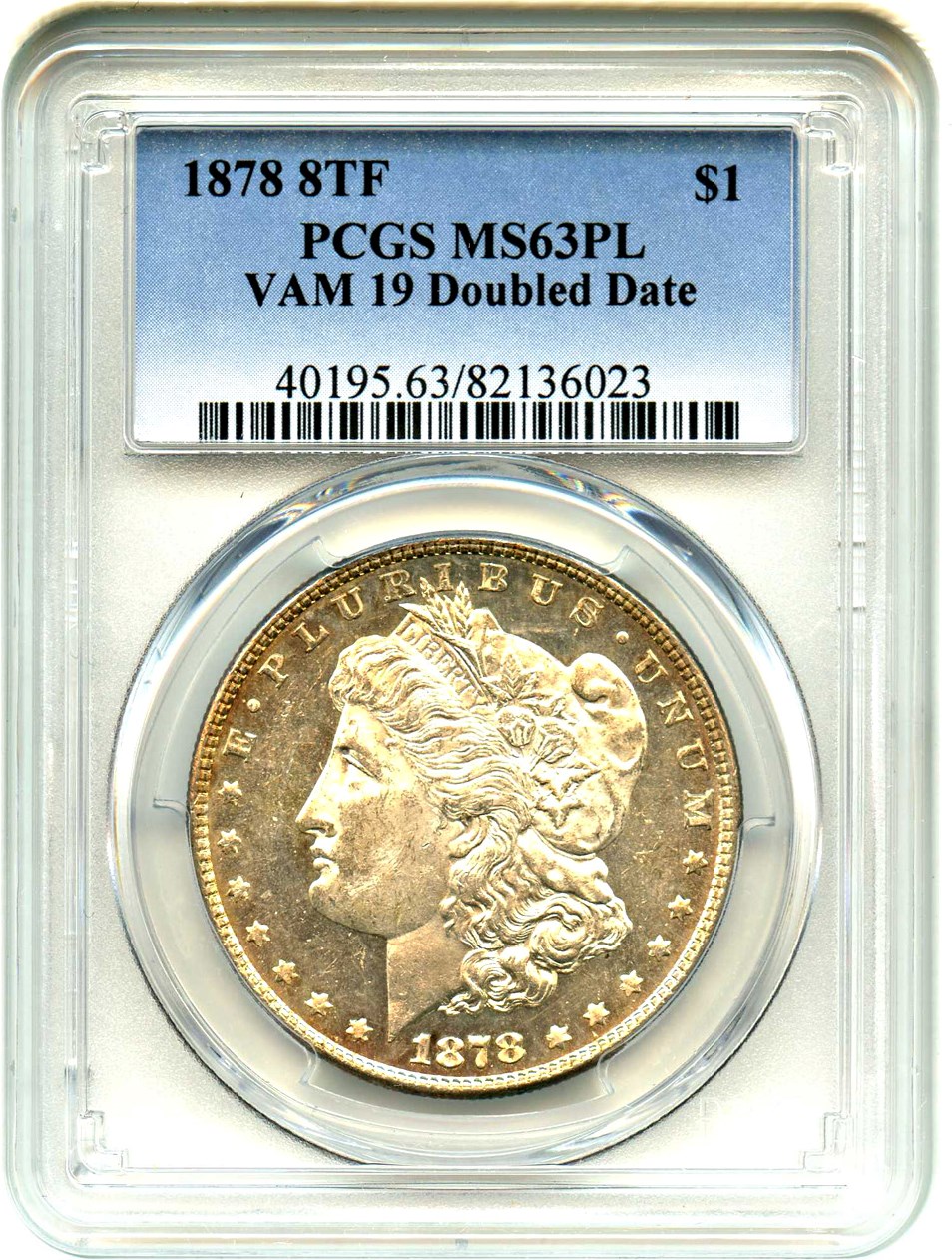 image for: 1878 8TF $1 PCGS MS63 PL (VAM-19, Doubled Date)