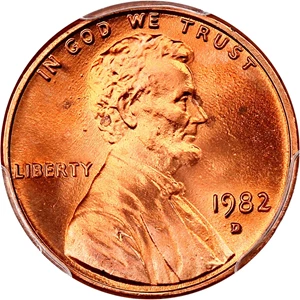 image for: 1982-D 1c PCGS MS66 RD (Zinc, Large Date)
