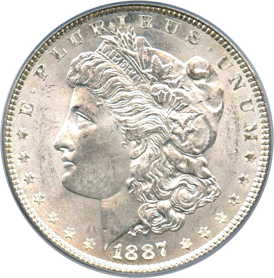 image for: Top 100 VAM: 1887 $1 PCGS MS64 (VAM-5, Doubled Date)