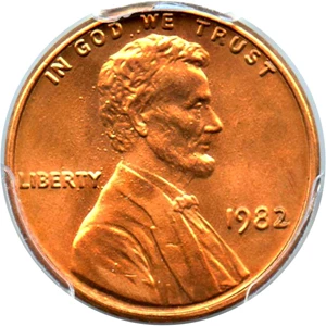 image for: 1982 1c PCGS MS67 RD (Zinc, Large Date)