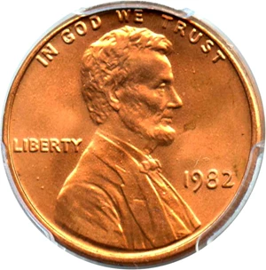 image for: 1982 1c PCGS MS67 RD (Zinc, Large Date)