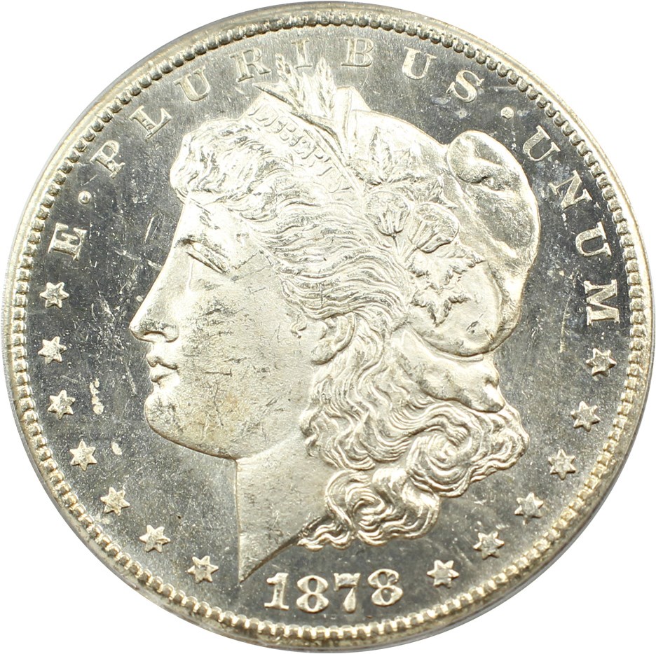 image for: Top 100 VAM: 1878-CC $1 PCGS MS64 PL (VAM-11, Lines in Wing)  