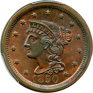 image for: 1850 1c PCGS MS65 RB