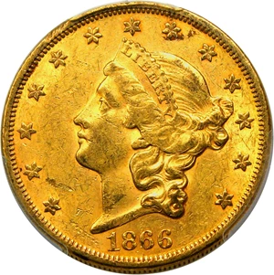 image for: 1866 $20 PCGS/CAC AU58 (Motto)