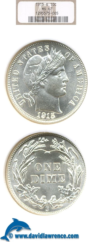 image for: 1915-S 10c NGC MS67